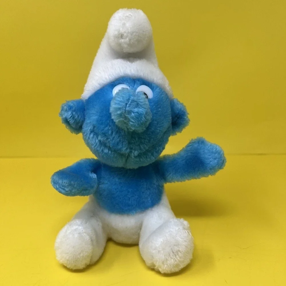 Vintage Smurf Plush Wallace Berrie 1980 Blue White 8